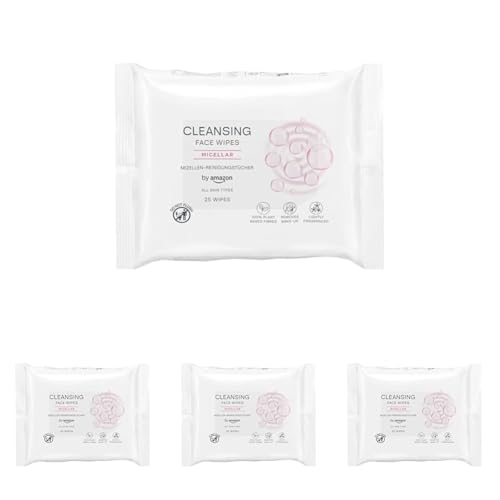 by Amazon Gesichtsreinigungstücher mit Mizellen-Make-up-Entferner, parfümiert, 25 Tücher (Packung mit 4) von by Amazon
