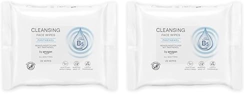 by Amazon Gesichtsreinigungstücher mit Pathenol, Make-up-Entferner, parfümiert, 25 Tücher (Packung mit 2) von by Amazon