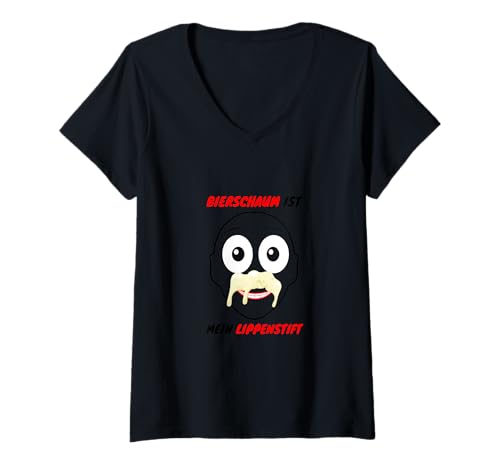 Damen Bierschaum ist mein Lippenstift, MalIe, Party T-Shirt mit V-Ausschnitt Damen Bierschaum ist mein Lippenstift, MalIe, Party T-Shirt mit V-Ausschnitt von by Hori