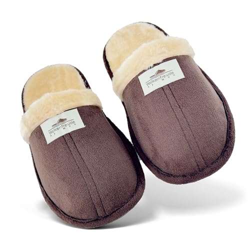 by ease Wolkenfreude Hausschuhe – Kastanie/Größe EU 42 – Kuschelige Pantoffeln mit Rutschfester TPR-Sohle – Warme Hausschuhe für zu Hause & Reisen von by ease