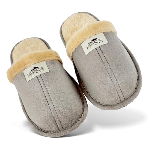 by ease Wolkenfreude Hausschuhe – Kuschelige Pantoffeln mit Rutschfester TPR-Sohle – Wolkengrau/Größe EU 42 – Unisex – Winter Hausschuhe für zu Hause & Reisen von by ease