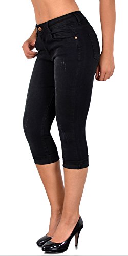 ESRA Damen Capri Jeans Hose Damen Caprihose 3/4 Jeans-Hose kurz bis Übergröße C15 von ESRA
