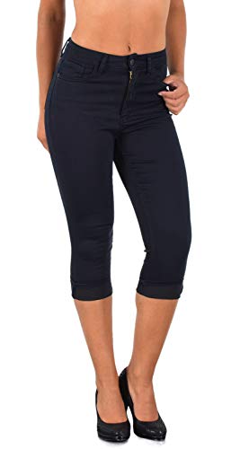 ESRA Damen Capri Hose Hochbund Caprihose-Damen High-Waist Kurze Hose bis Übergröße J316 von ESRA