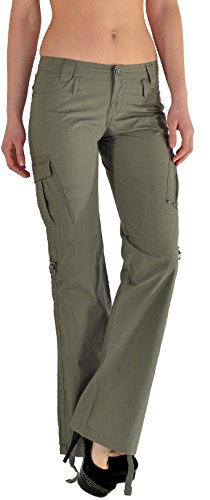 ESRA Damen Cargohose Damen Stoff Hose Sommerhose Caprihose in 4 Farben tiefer Bund Z43 von ESRA