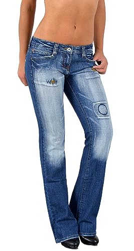 ESRA Bootcut Jeans Damen Low Waist Jeans Damen Stretch Schlaghose bis Übergröße B200 von ESRA