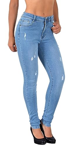 ESRA Damen Jeans Jeanshose Damen Skinny High Waist Hochbund Hose bis Übergröße S300 von ESRA