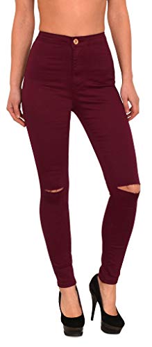 ESRA Damen Jeans Hose Risse am Knie High Waist Damen Jeanshose Skinny in vielen Farben bis Übergröße J184 von ESRA