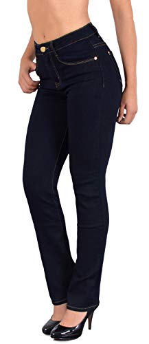 ESRA Damen Jeans Hose Damen Jeanshose gerader Schnitt Straight-Fit Jeans Damen High Waist bis Übergröße Große Größen G600 von ESRA