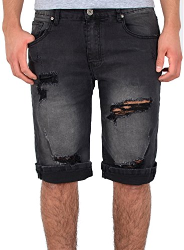 ESRA Herren Jeans Shorts Kurze Bermuda Shorts Used Look Kurze Hose Basic Jeans Shorts AS430 von ESRA