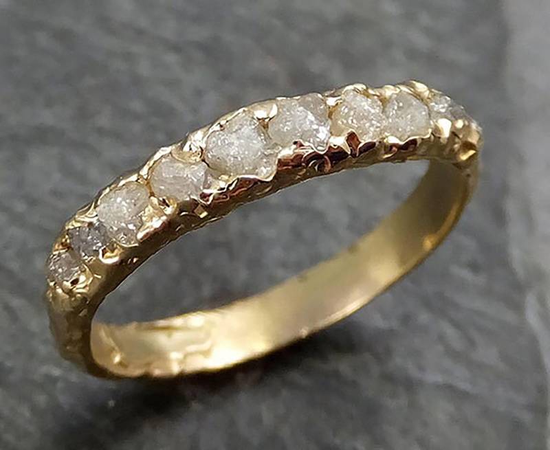 Benutzerdefinierte Rohe Ungeschnittene Diamant Ehering 14K Gold Von Angeline C102 von byAngeline