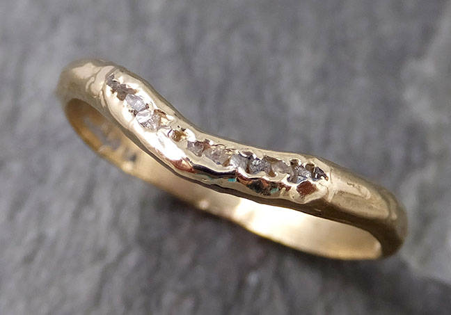 Custom Raw Rough Uncut Diamant Kontur Gebogen Ehering 14K Gold C0835 von byAngeline