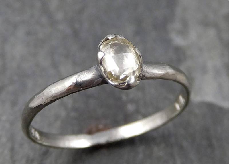 Facettierter Fancy Cut Champagne Diamant Solitär Verlobungsring 14K Weißgold Ehering Byangeline 0778 von byAngeline