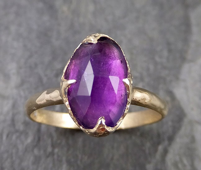Fancy Cut Amethyst Gelbgold Ring Edelstein Solitär Recycelt 14K Statement Cocktail 1274 von byAngeline