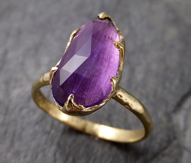 Fancy Cut Amethyst Gelbgold Ring Edelstein Solitär Recyceltes 18K Statement Cocktail 1249 von byAngeline