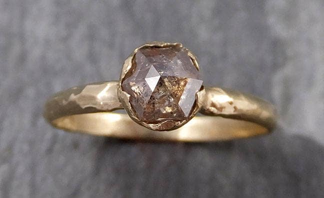 Fancy Cut Champagner Diamant 14K Gelbgold Solitaire Ring 0796 von byAngeline