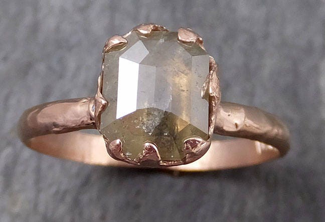 Fancy Cut Champagner Diamant Solitär Verlobungsring 14 Karat Roségold Ehering Byangeline 0724 von byAngeline