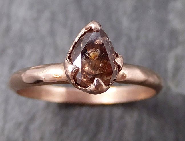 Fancy Cut Cognac Diamant Solitär Verlobungsring 14K Roségold Ehering Byangeline 0791 von byAngeline