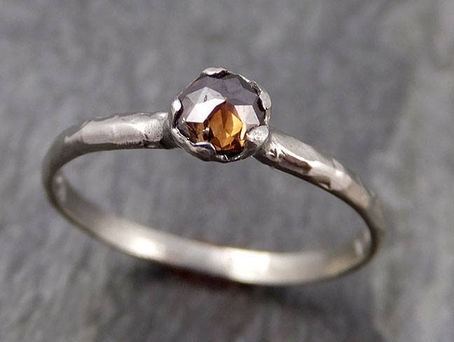Fancy Cut Cognac Diamant Solitär Verlobung | 14K Weißgold Ehering Angeline 0868 von byAngeline