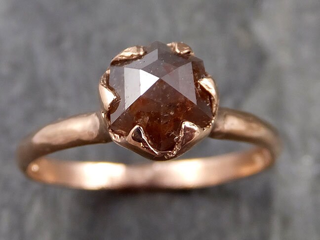Fancy Cut Orange Diamant Solitär Verlobung 14K Rose Gold Ehering Ring Byangeline 1127 von byAngeline