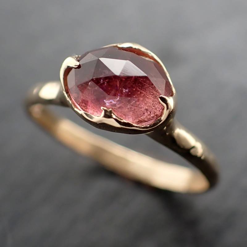 Fancy Cut Pink Turmalin Gold Ring Edelstein Solitär Aus Recyceltem 585Er Gelbgold 3313 von byAngeline