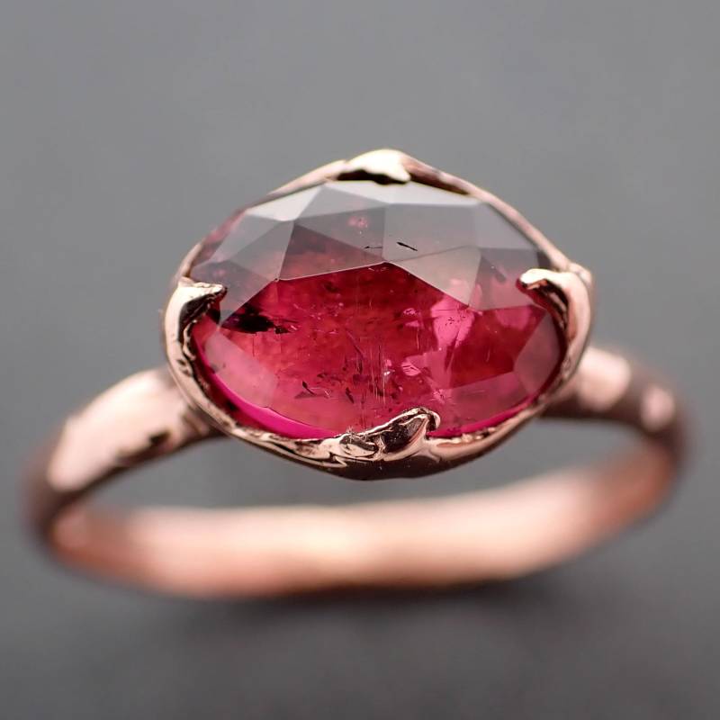 Pink Turmalin Ring 14K Rosegold Edelstein Solitär von byAngeline