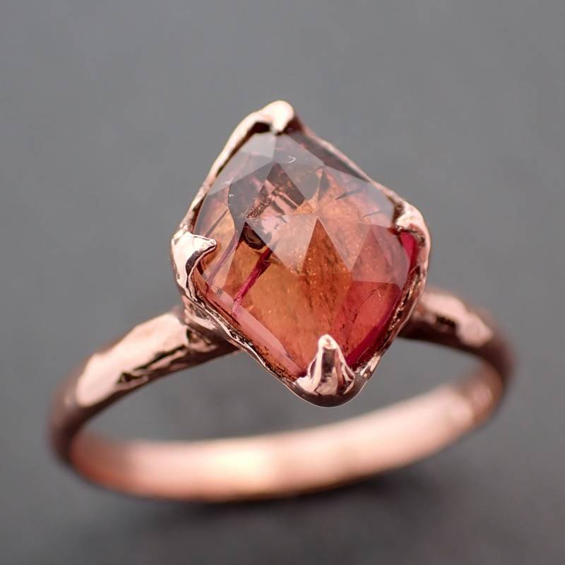 Fancy Cut Pink Turmalin Ring 14K Rose Gold Solitaire Verlobung Hochzeit Statement von byAngeline