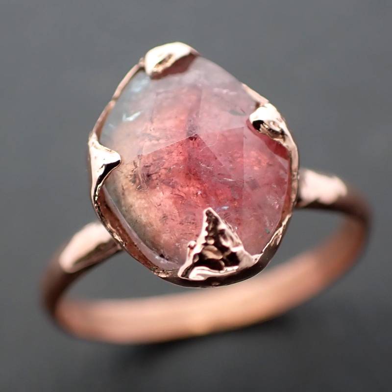 Fancy Cut Pink Turmalin Rosegold Ring Edelstein Solitär Recycelt 14K Statement Verlobungsring 1262 von byAngeline