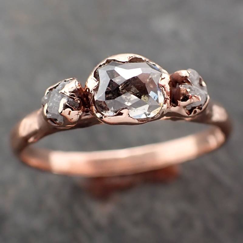 Salz Und Pfeffer Diamant Verlobungsring 14K Rose Gold Multi Stone Ehering von byAngeline