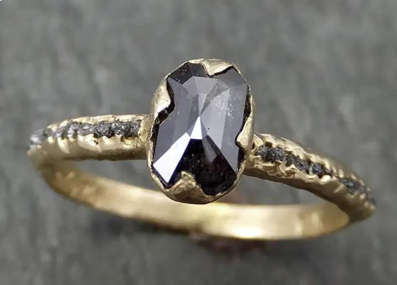 Fancy Cut Salz Und Pfeffer Diamant Verlobungsring | 14K Gelbgold Ehering Rohdiamant Band Handgemacht Vonangeline0702 von byAngeline