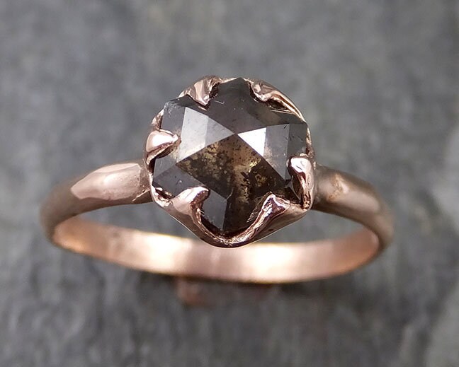 Fancy Cut Salz Und Pfeffer Solitär Diamant Verlobung 14K Rose Gold Ehering 1259 Von Angelline von byAngeline