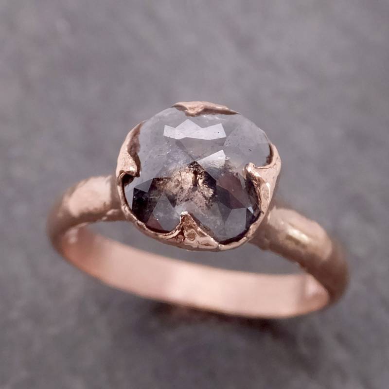 Salt & Pepper Diamant Solitär Verlobungsring 14K Rosegold von byAngeline