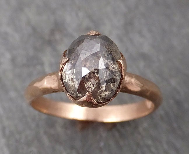 Fancy Cut Salz Und Pfeffer Solitär Diamant Verlobungsring 14K Roségold Ehering 1705 Von Angelline von byAngeline