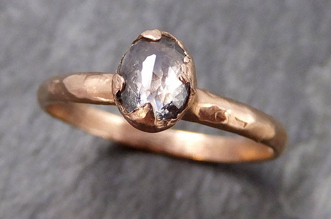 Fancy Cut Salz Und Pfeffer Solitär Diamant Verlobungsring 14K Roségold Ehering Byangeline 0866 von byAngeline