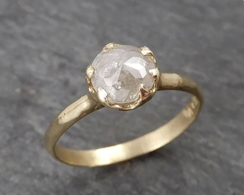 Fancy Cut Weißer Diamant Solitär Verlobungsring 14K Gelbgold Ehering 1687 Angelline von byAngeline