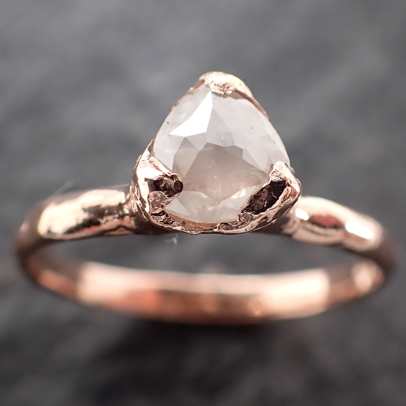 Fancy Cut Weißer Diamant Solitär Verlobungsring 14K Roségold Ehering Byangeline 2781 von byAngeline