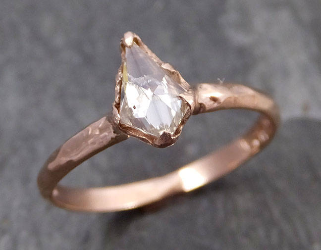 Fancy Cut Weißer Diamant Solitär Verlobungsring 14K Roségold Ehering Byangeline 0753 von byAngeline