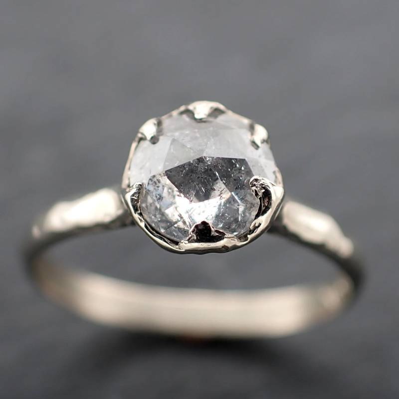 Echter Weißer Diamant Solitär-Verlobungsring | 14K Weißgold Ehering Handarbeit Von Angeline 1755 von byAngeline