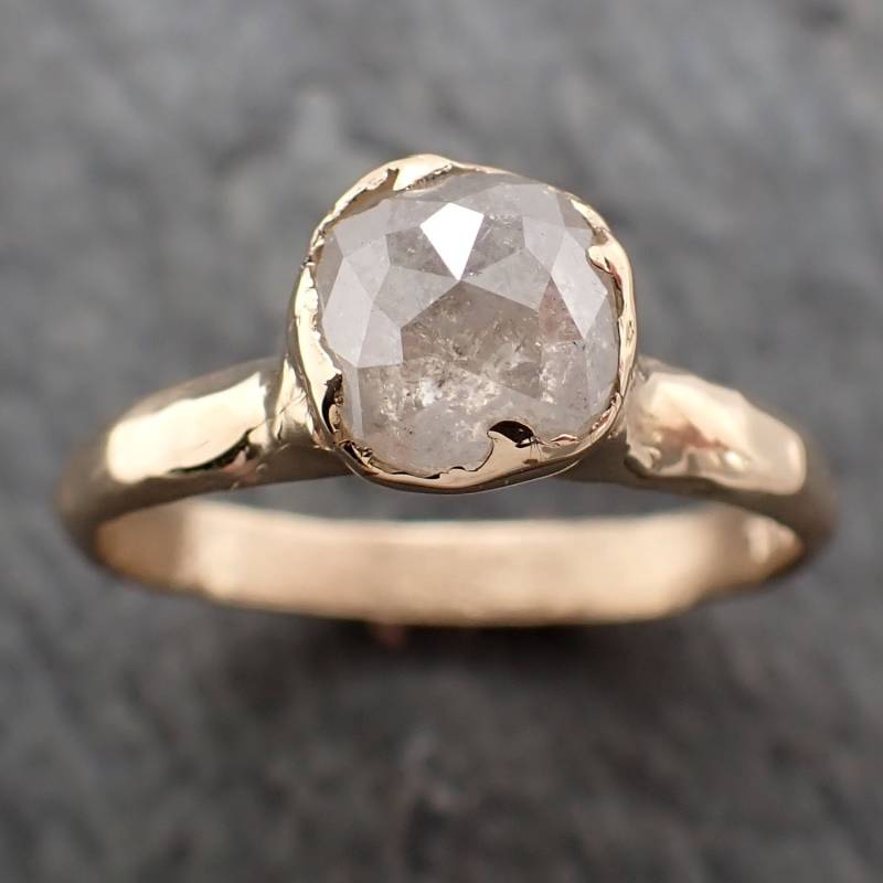 Fancy Cut Weißer Diamant Solitär Verlobungsring 18K Gelbgold Ehering 2807 Angelline von byAngeline