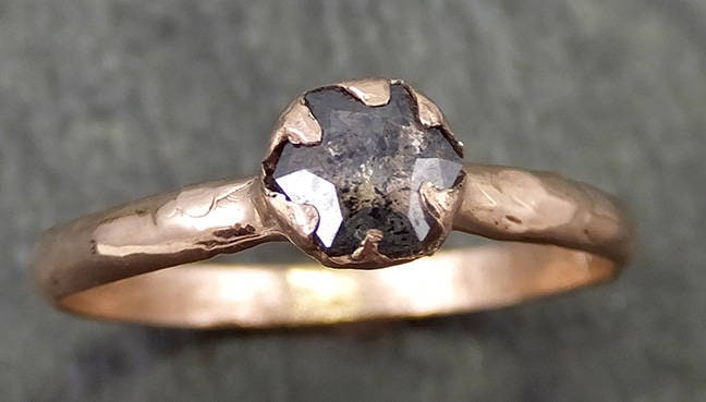 Fancy Diamant Solitär Verlobungsring 14K Roségold Ehering 0684 von byAngeline