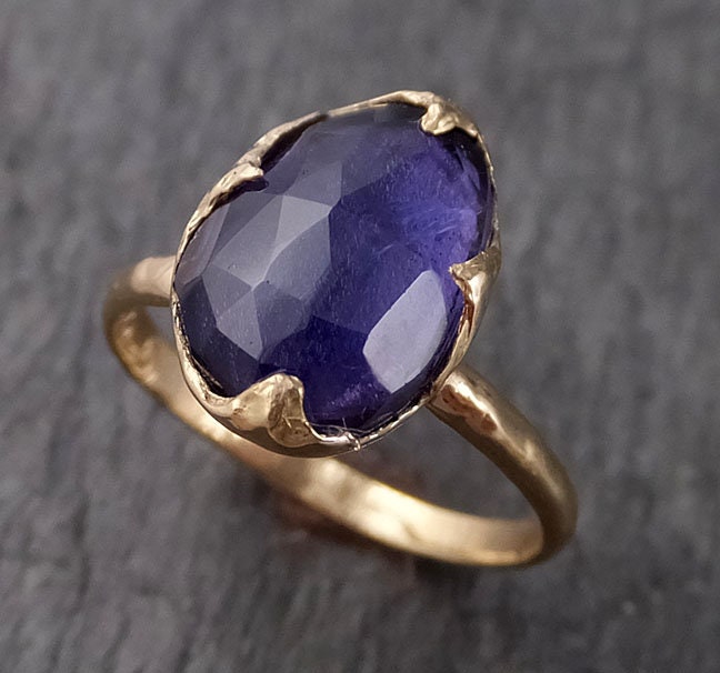 Fancy Iolith Gelbgold Ring Edelstein Solitär Recyceltes 14K Statement Cocktail 1532 von byAngeline