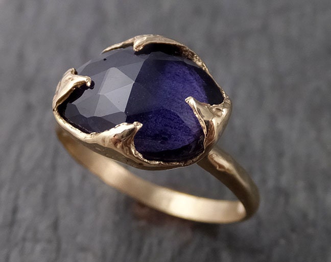 Fancy Iolith Gelbgold Ring Edelstein Solitär Recyceltes 14K Statement Cocktail 1533 von byAngeline