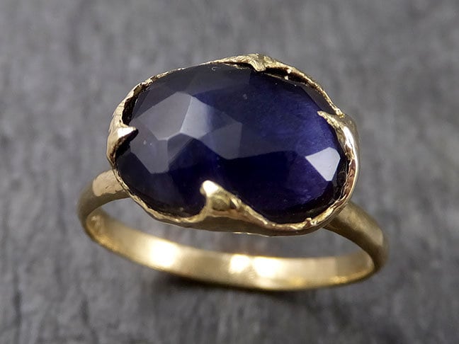 Fancy Iolith Gelbgold Ring Edelstein Solitär Recyceltes 18K Statement Cocktail 1446 von byAngeline