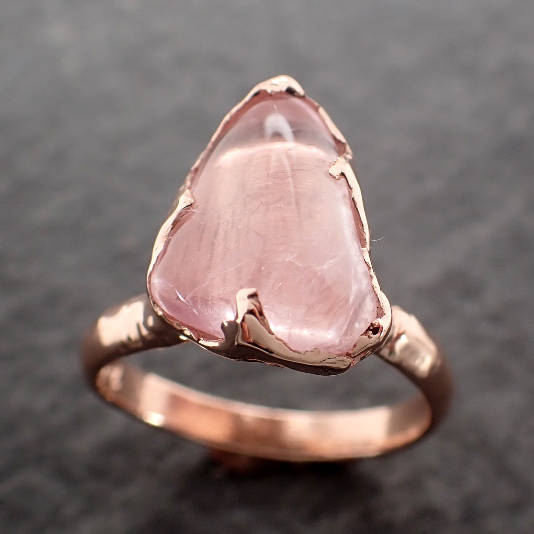 Morganit Getrommelt Rose 14K Gold Solitaire Edelstein Ring 2688 von byAngeline