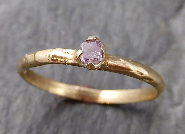 Rosa Diamant Solitär Verlobung Zierlicher Fancy Cut 14K Gelbgold Ehering Ring 1102 Von Angeline von byAngeline