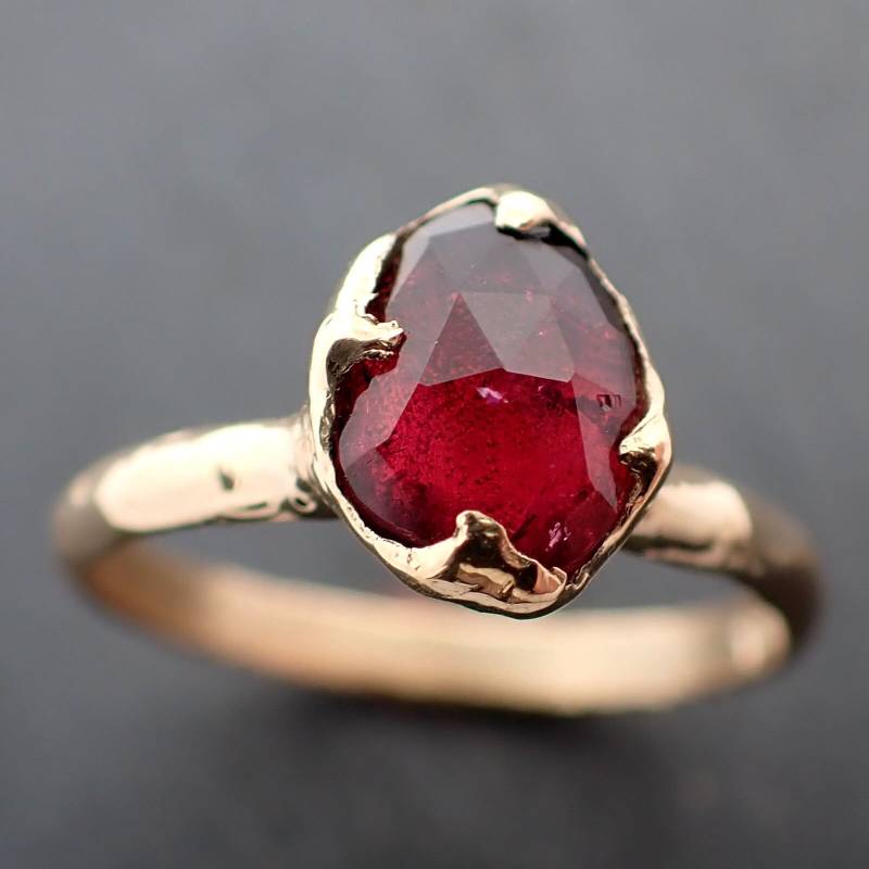 Roter Turmalin 750 Gelbgold Ring Cocktail Statement Verlobungsring von byAngeline