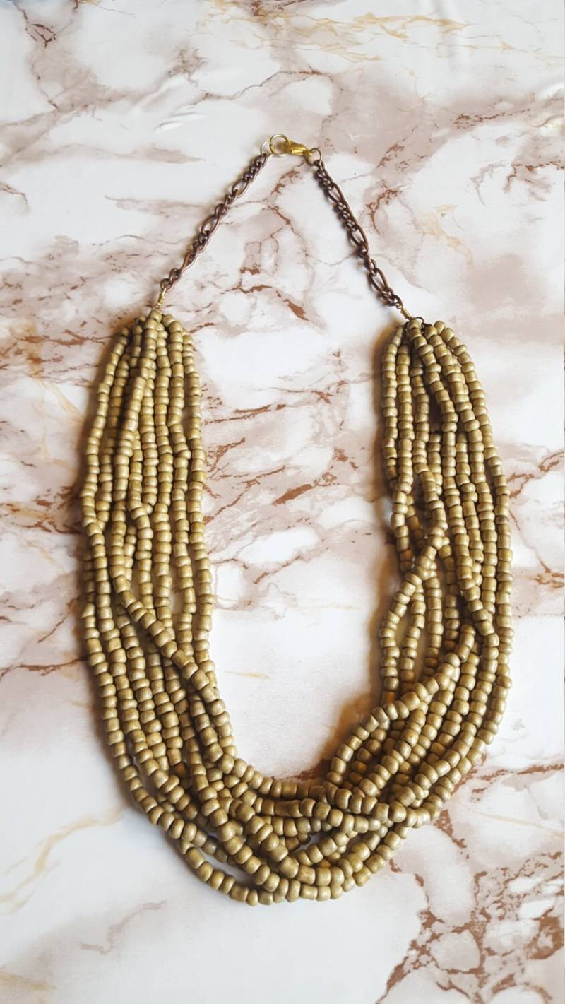 Samen Glasperle in Tan Jaspis & Kupfer-Kette Halskette von byAshleyLorin