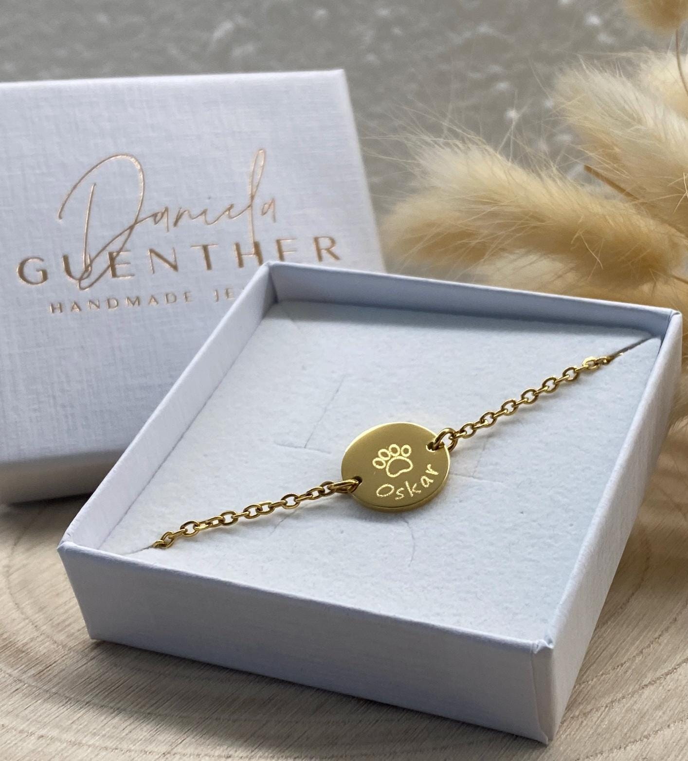 Personalisiertes Pfoten-Armband Mit Name Gravur Edelstahl 13/14/16mm Silber, Gold, Roségold Geschenk Für Hundeliebhaber von byDanielaGuentherDE