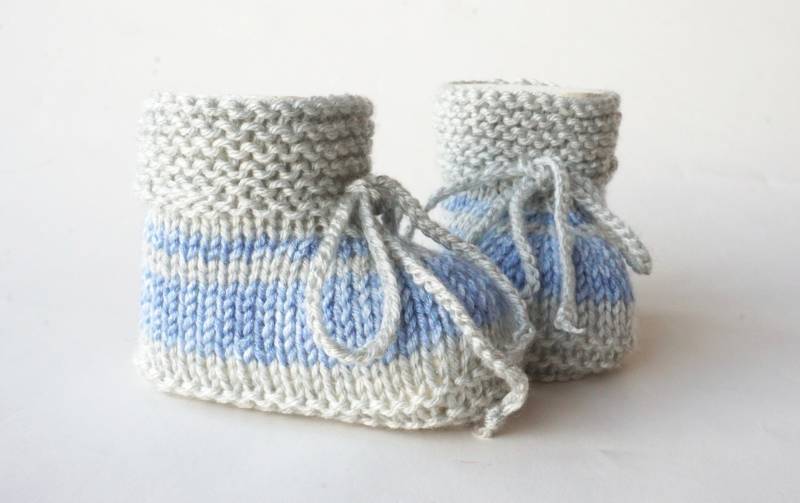 Babyschuhe Gestrickt Strickschuhe Baby Softgarn Antipilling Geschenk Grau Blau 3-6 Monate von byEllyshop