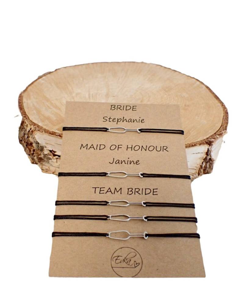 Personalisierte Brautjungfer Armbänder Mit Proseccoglas Edelstahl Charm, Nylonschnur von byEvka