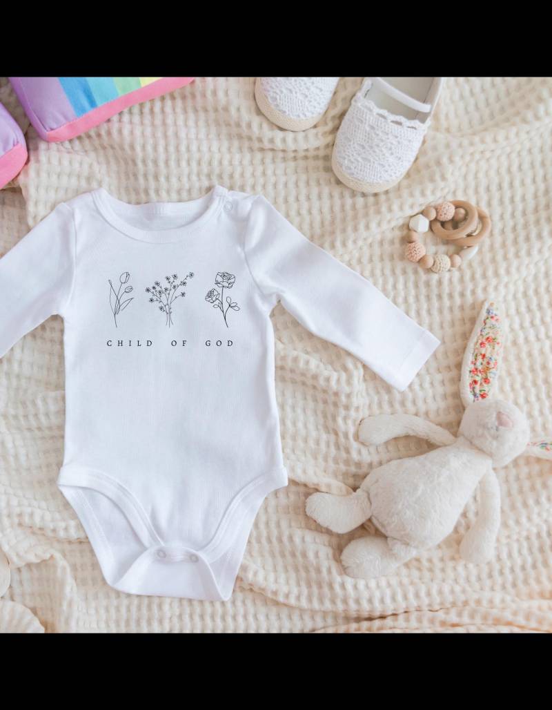 Baby Bio Bodysuite Langarm "Child Of God", Christliches Babybody, Christliche Kleidung, Geschenk Zur Geburt, Babypartys, Taufgeschenk, Jesus Baby Bio Bodysuite Langarm "Child Of God", Christliches Babybody, Christliche Kleidung, Geschenk Zur Geburt, Babypartys, Taufgeschenk, Jesus von byGraceStoreDE